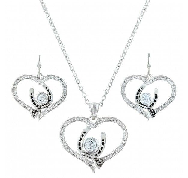 Blacksmith Nail Tilted Horseshoe Jewelry Set