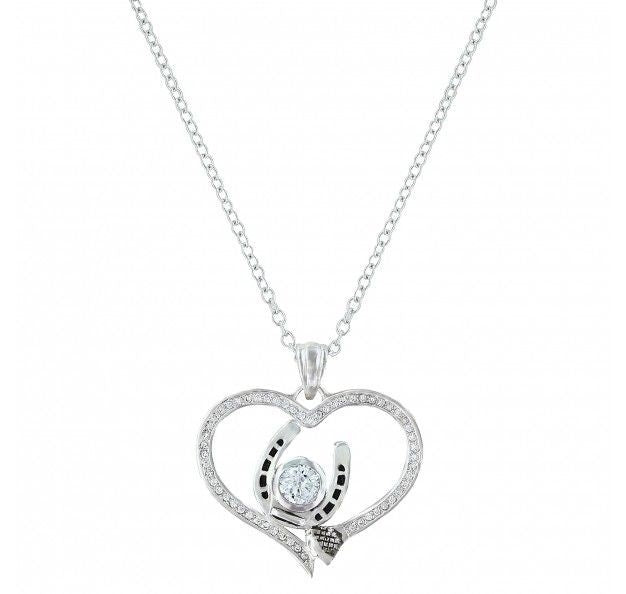 Tilted Horseshoe Treasure Heart Necklace Black