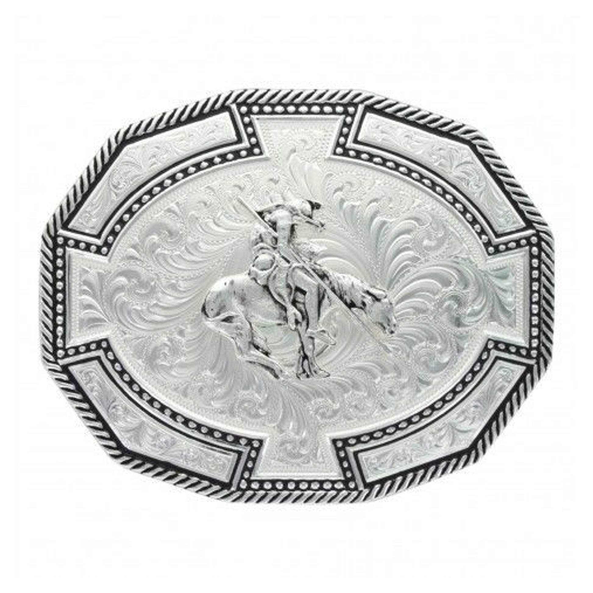 Braided Edge Dodecagon End Of Trail Buckle Brn