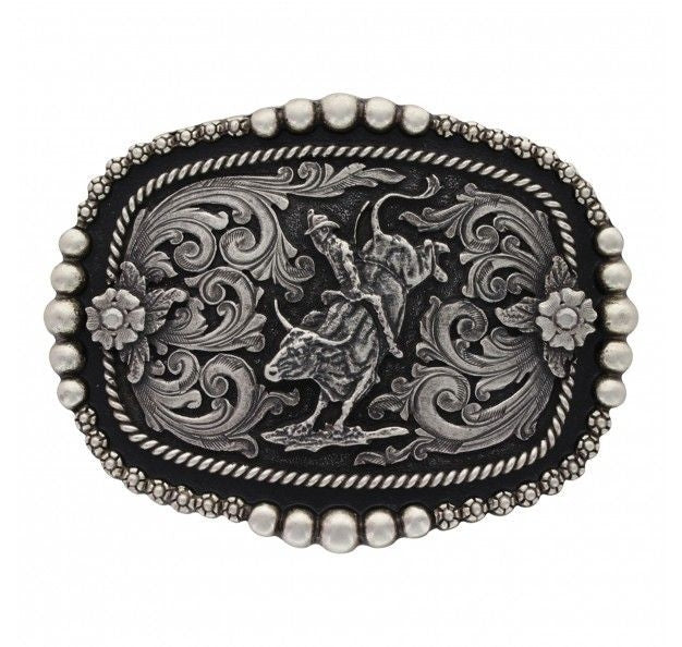 Classic Beads/Berries Curved Bull Rider Buckle Br