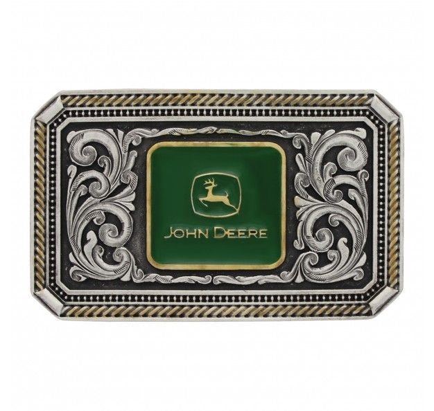 John Deere Engraved Pinpoint Cameo Buckle Brn