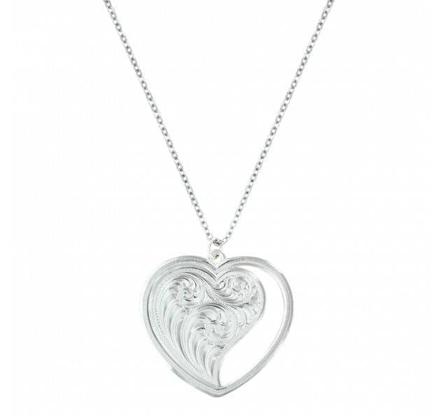 Montana Engraved Open Heart Swept Away Necklace