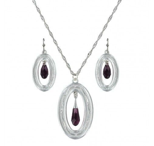 Evening Mist Open Oval Dangle Earring Jewelry Set