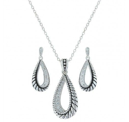 Frosted Rope Twisted Teardrop Jewelry Set