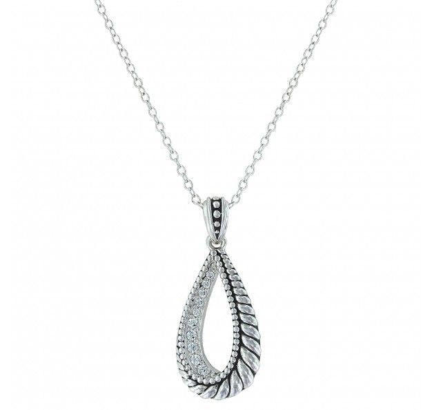 Frosted Rope Twisted Teardrop Necklace