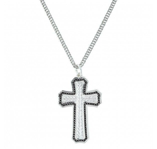 Montana Silver Pin Point And Wheat Cross Necklace