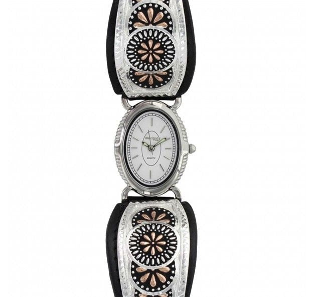 Prairie Meadowbrite Flowers Leather Watch
