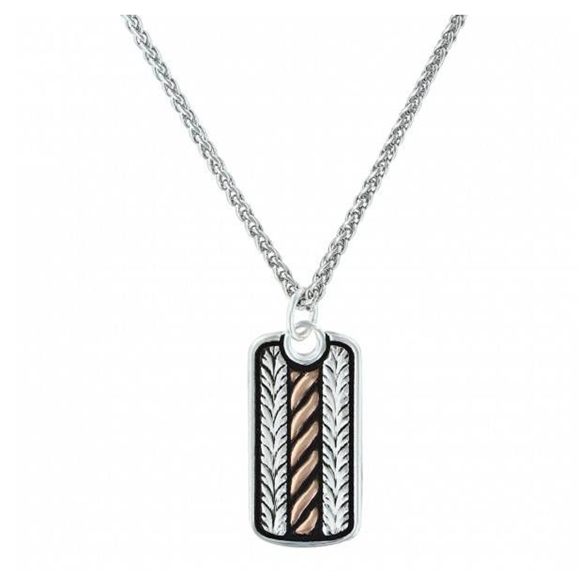 Montana Silver Rope Wheat Dog Tag Short Necklace