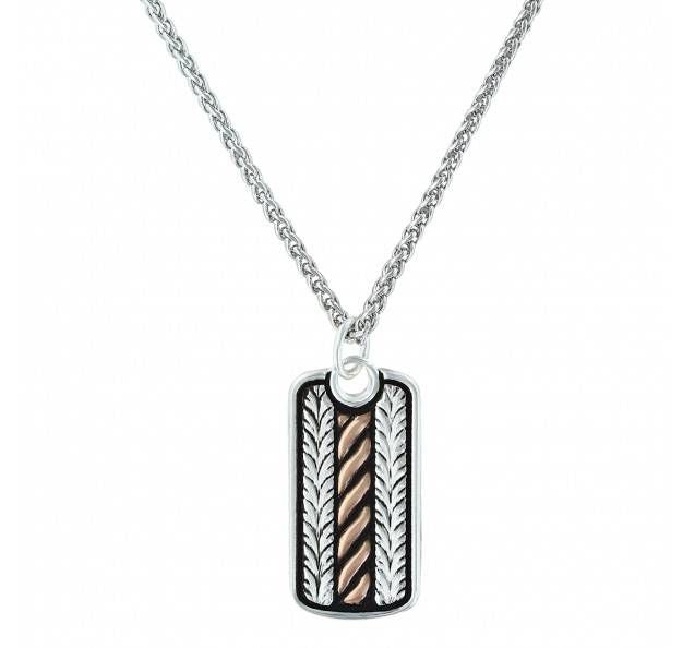 Montana Silver Rope Wheat Dog Tag Short Necklace