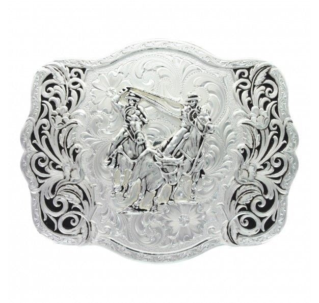 Scalloped Trellis Team Roper Scrolled Buckle Br