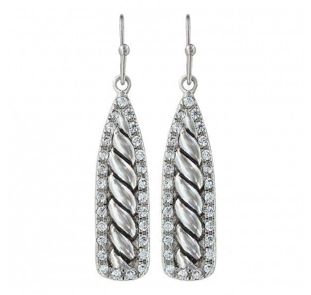 Tapered Twisted Rope Cubic Zirconia Drop Earring