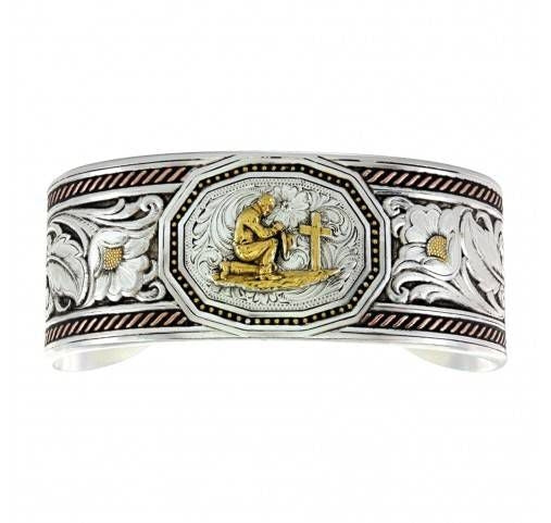 Montana TriColor Leather Praying Cowboy Bracelet
