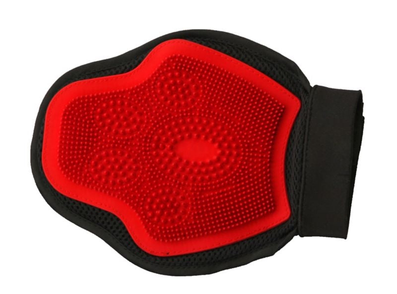 Shires Grooming/Massage Mitt Black/Red