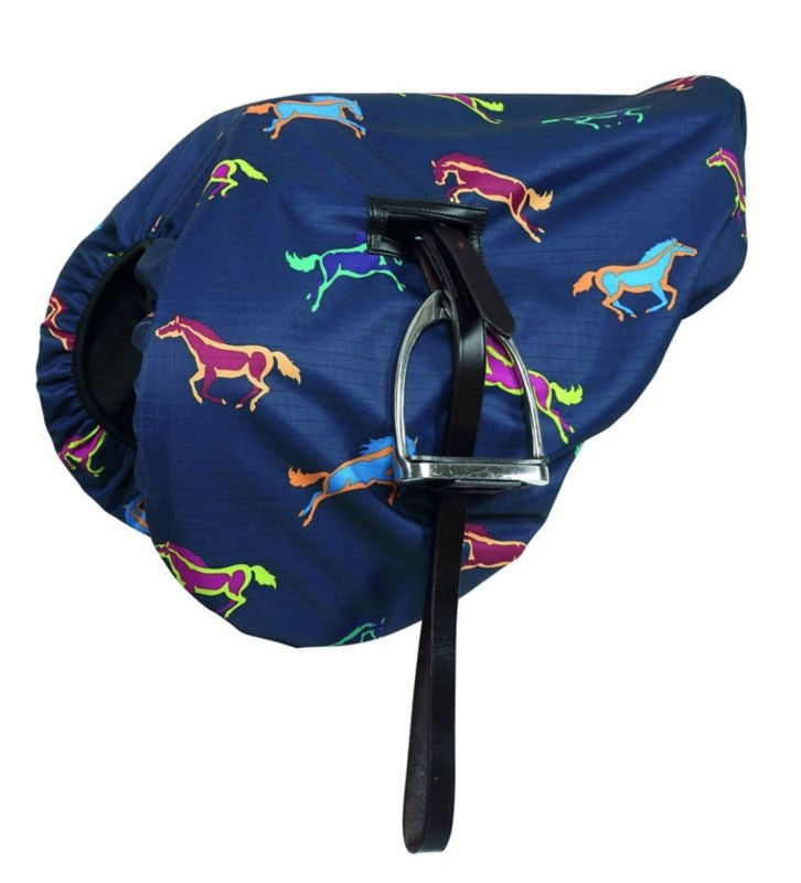 Shires Waterproof Ride On Saddle Cover Horse Print