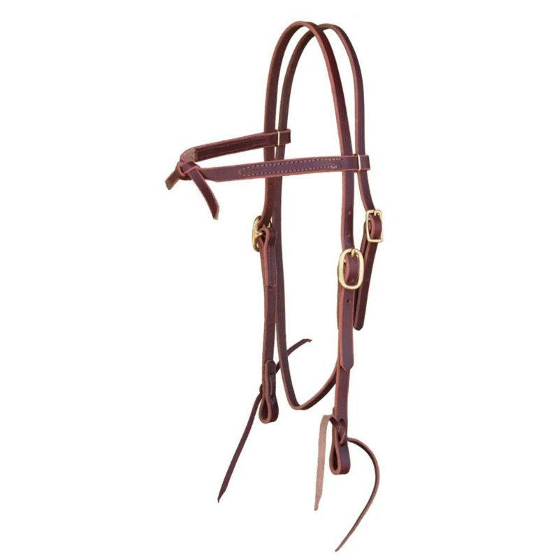 Knotted Brow B Latigo Leather Headstall