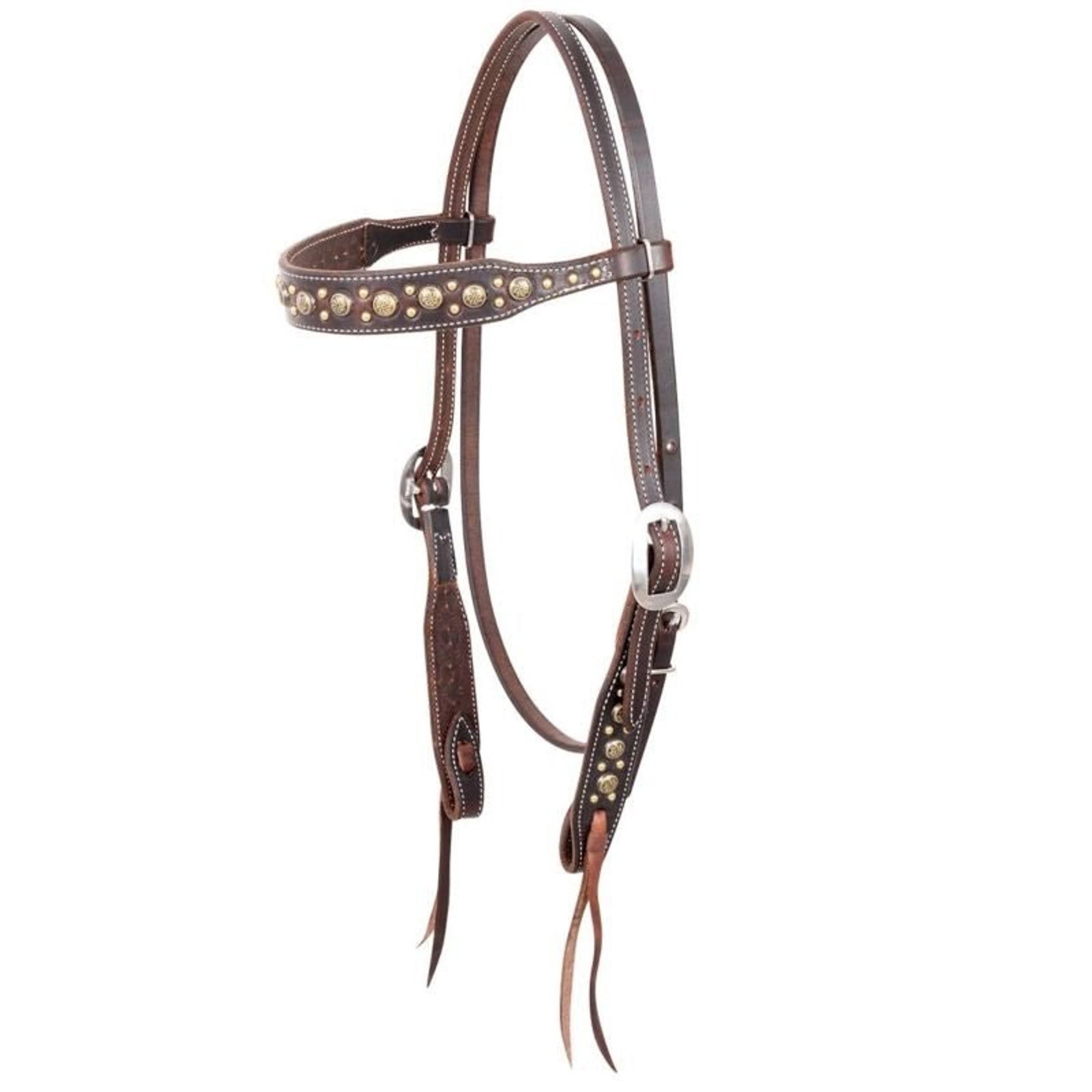 Rustic Gold Sunburst Dots Browband Headstall Brn