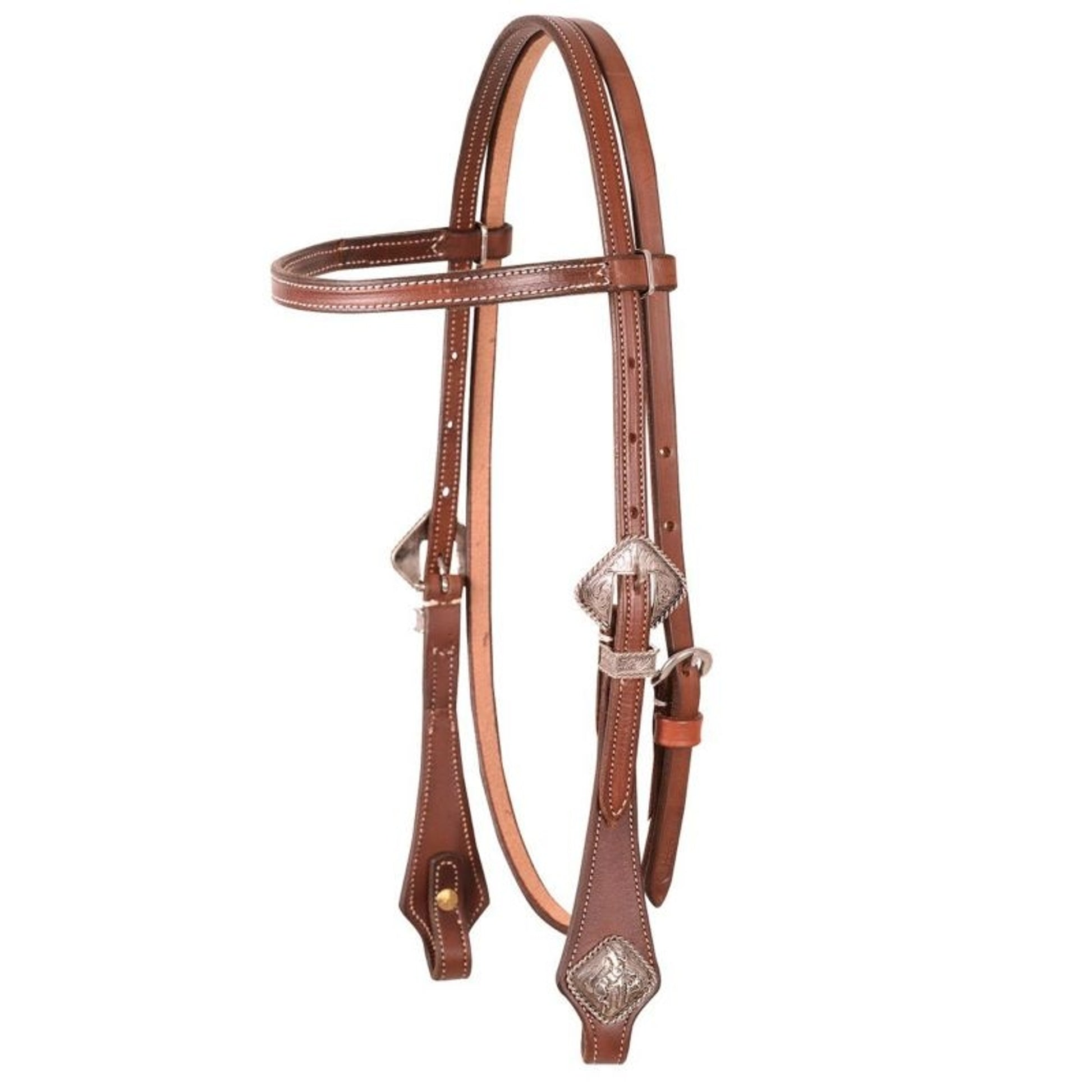 Bronc Rider Concho Browband Headstall Brn
