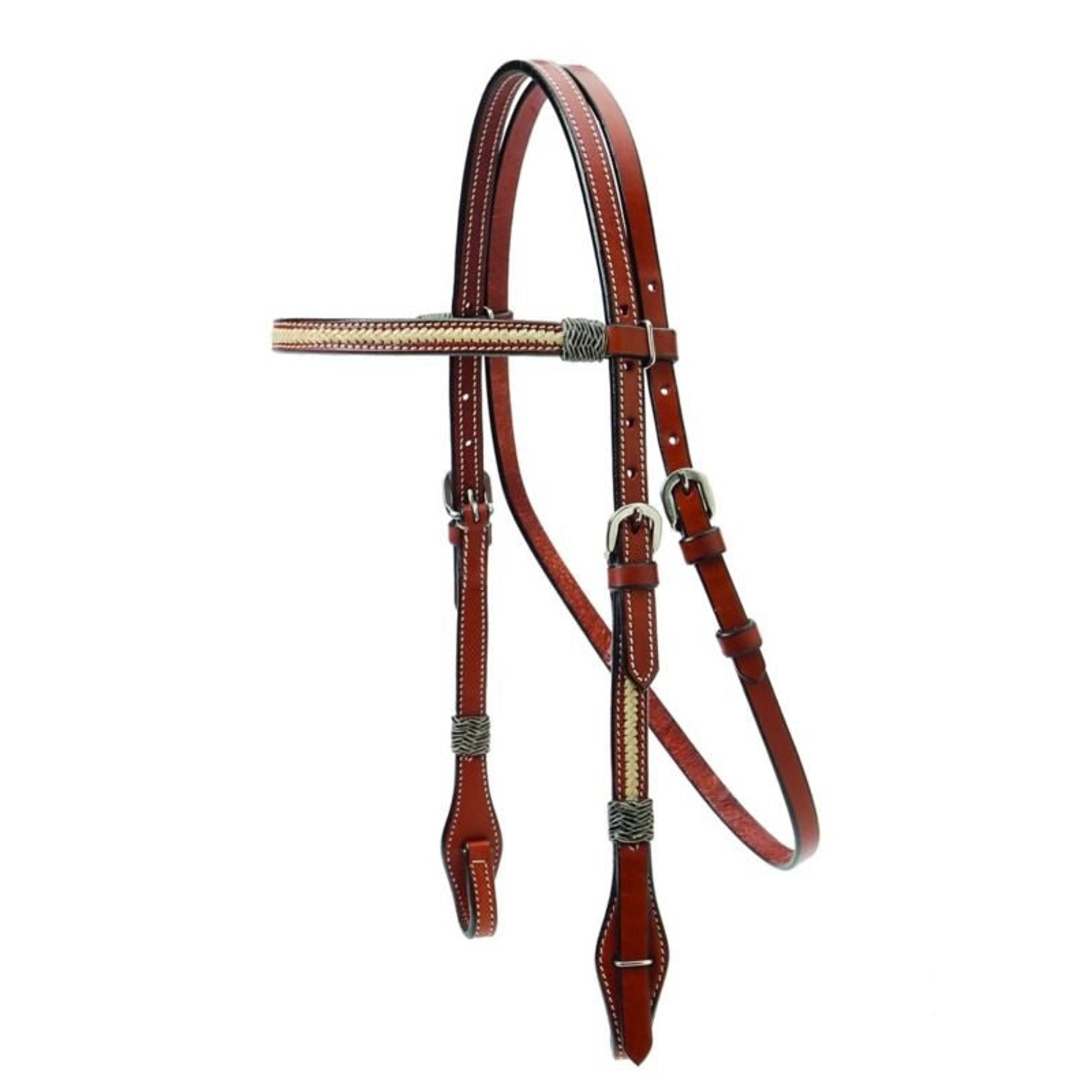 Browband Headstall/Braided Rawhide Overlay 5/8 Brn