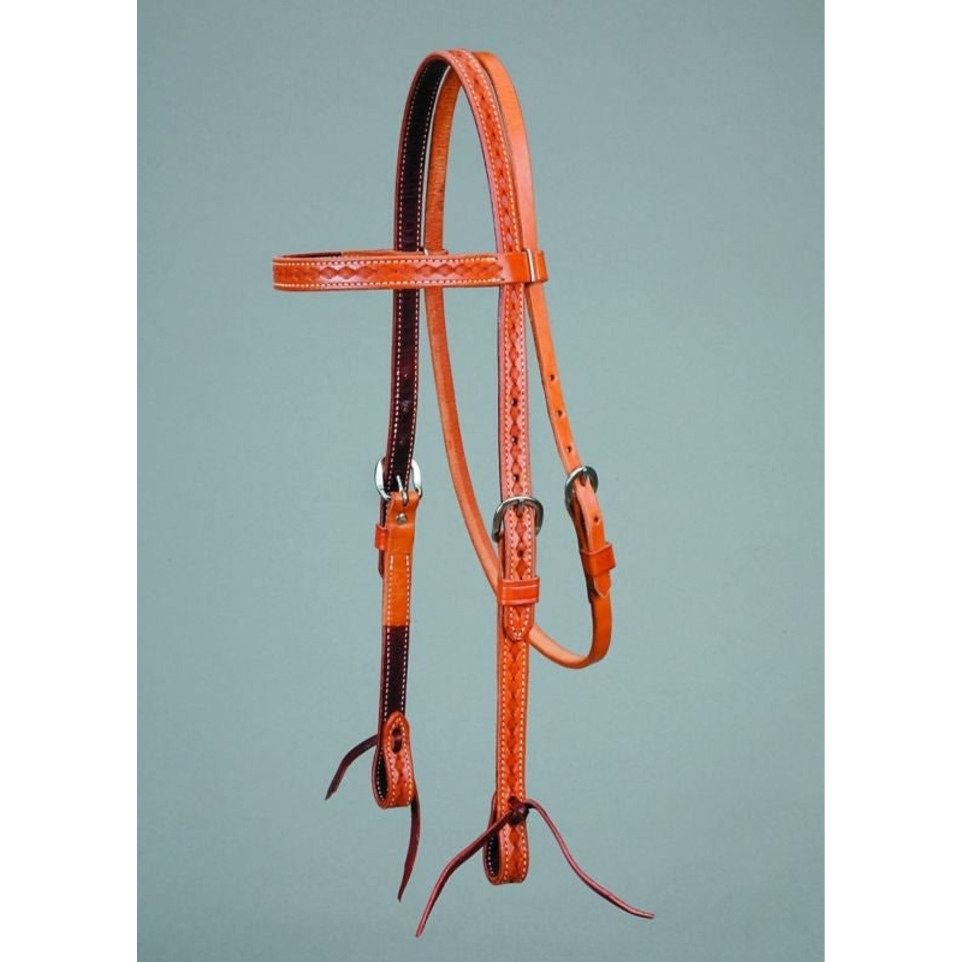 Gold Border Tooled Browband HeadstallBrn