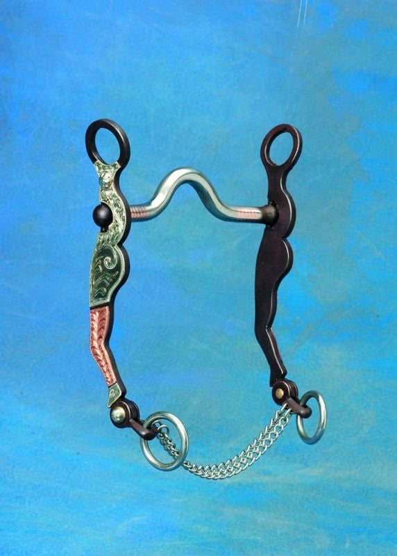 Lady Leg Engraved Inlaid Copper Curb Bit 5
