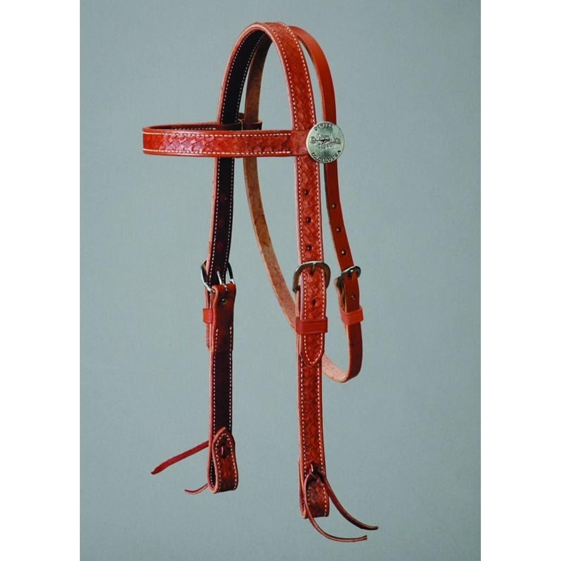 Mahogany Leather BasketStamped Browband Headstall