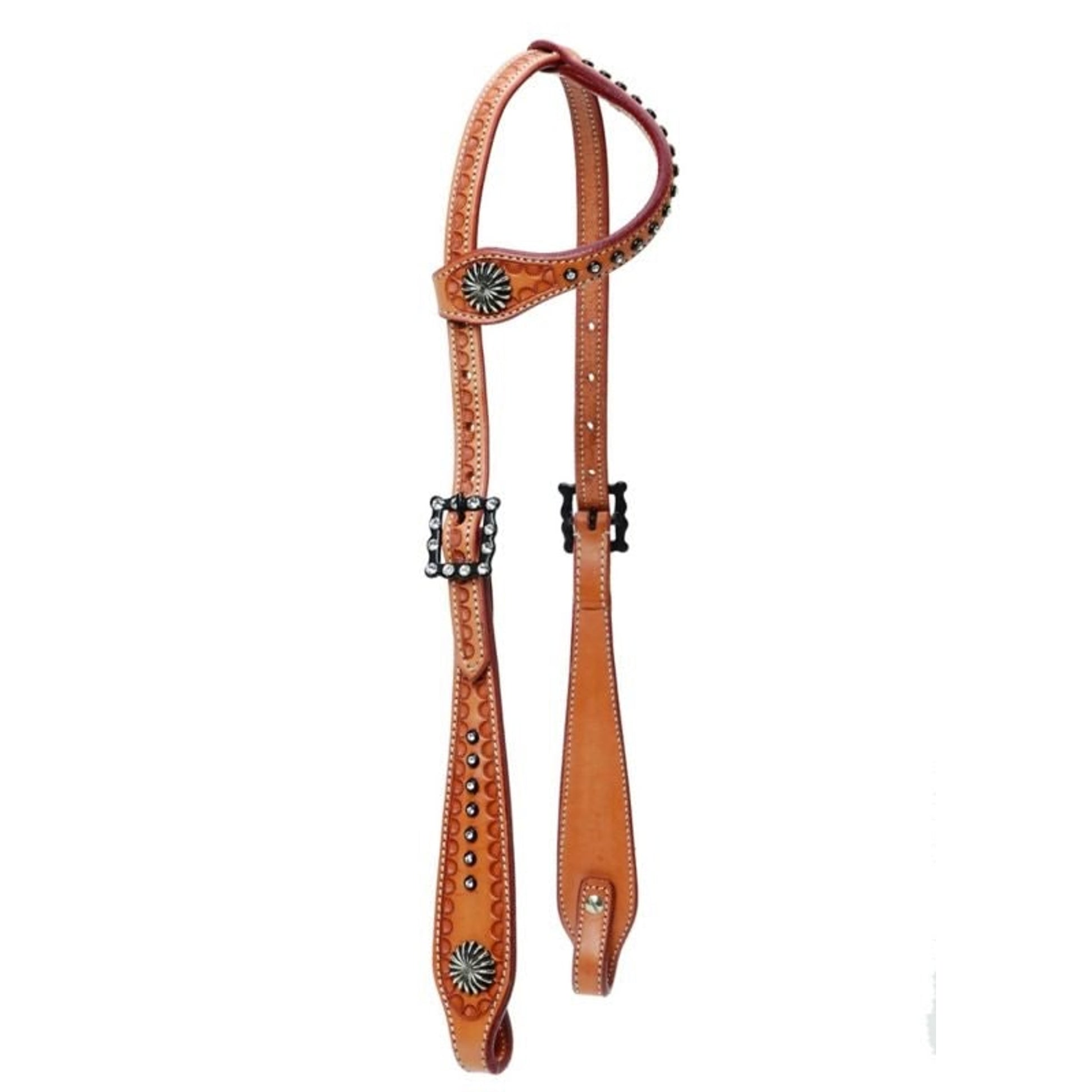 Starburst Slip Ear Headstall With Rhinestones Brn