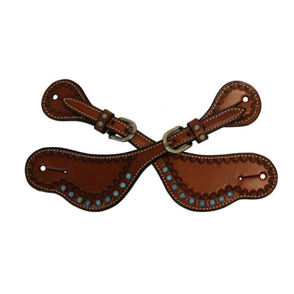 Colorado Saddle Turquesa Spur Straps Oil/Turq