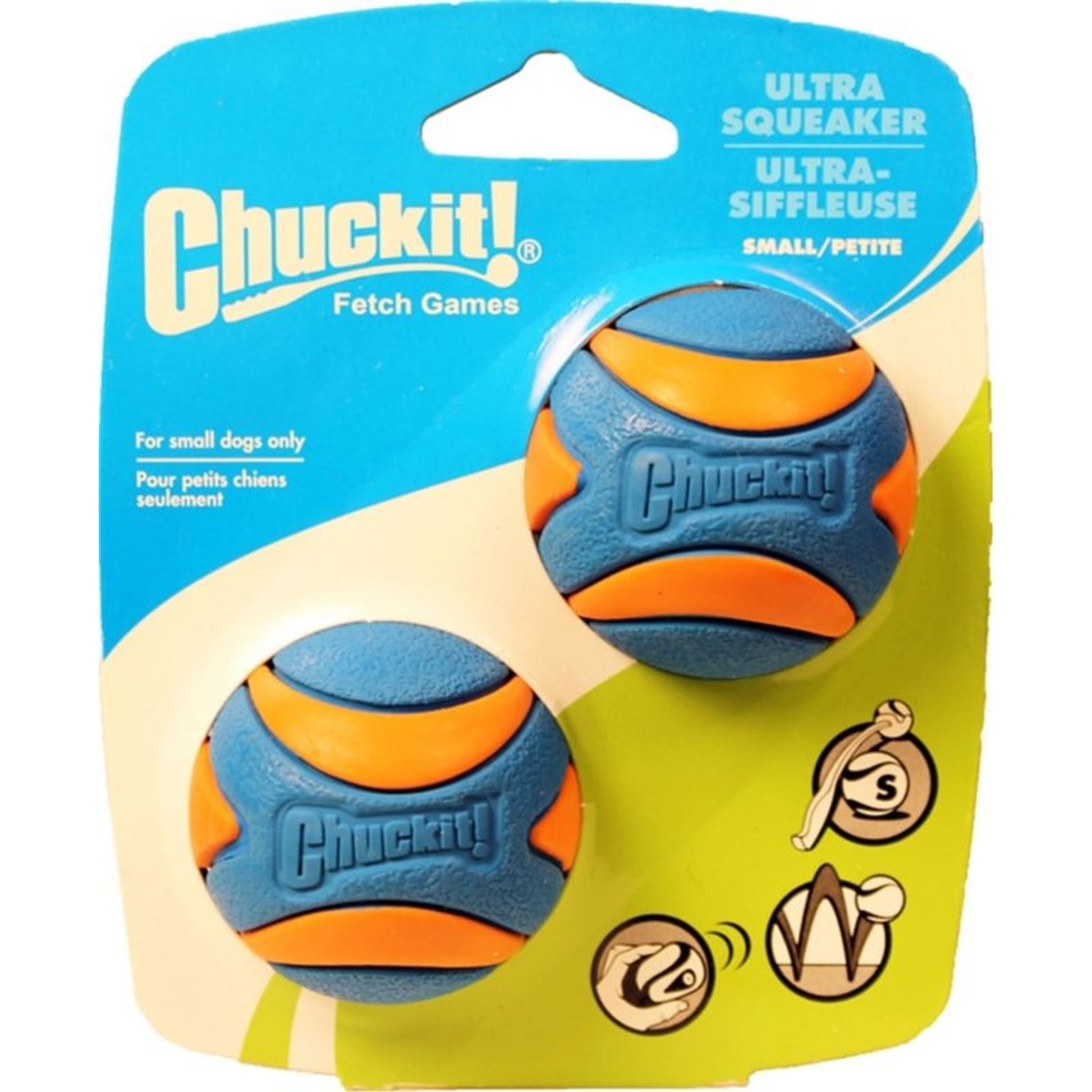 Chuckit Ultra Squeaker - 2 Pack Small Blue Orange
