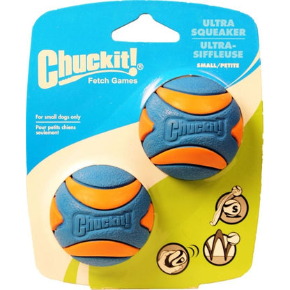 Chuckit Ultra Squeaker - 2 Pack Small Blue Orange