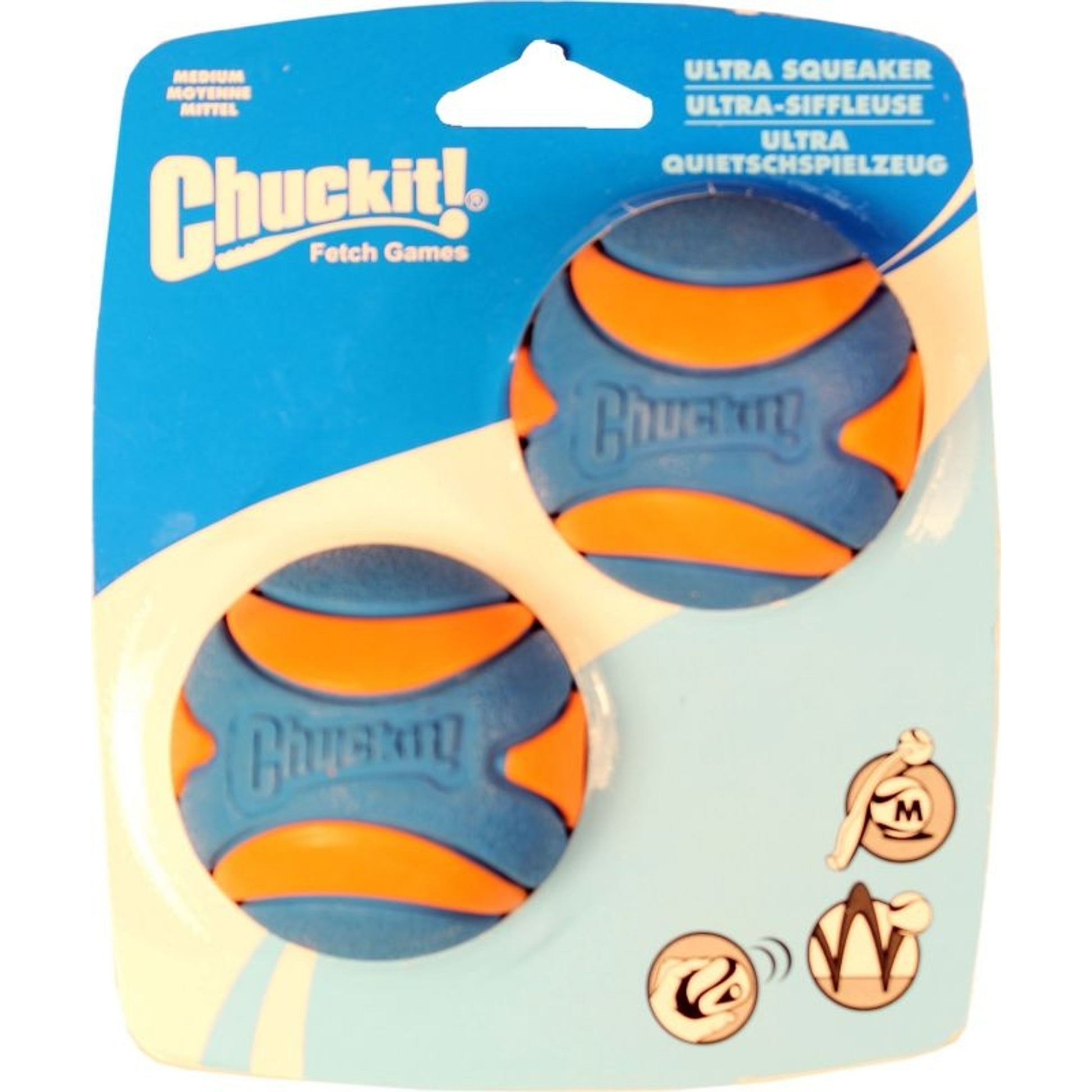 Chuckit Ultra Squeaker - 2 Pack Small Blue Orange