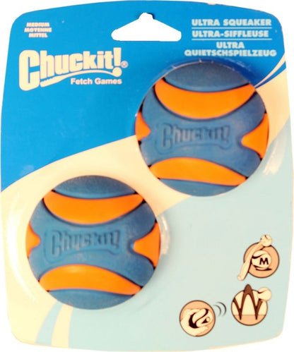 Chuckit Ultra Squeaker - 2 Pack Small Blue Orange