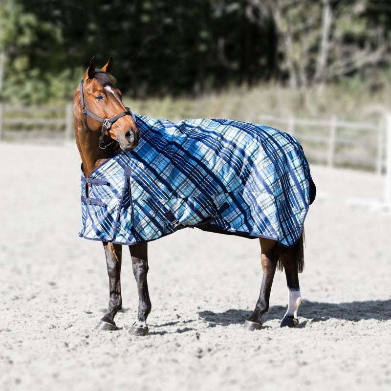 HorZe Tartan 600D Turnout Blanket 200g 75 Blue