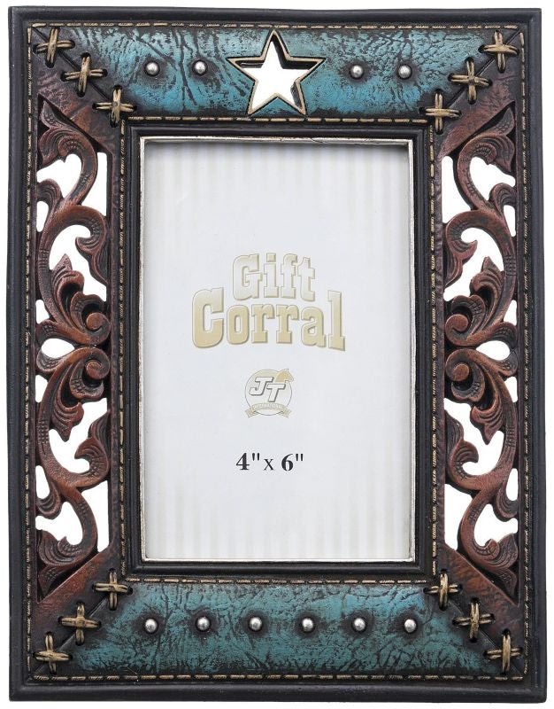 Leather Design Frame 4 x 6 Bk/Wh