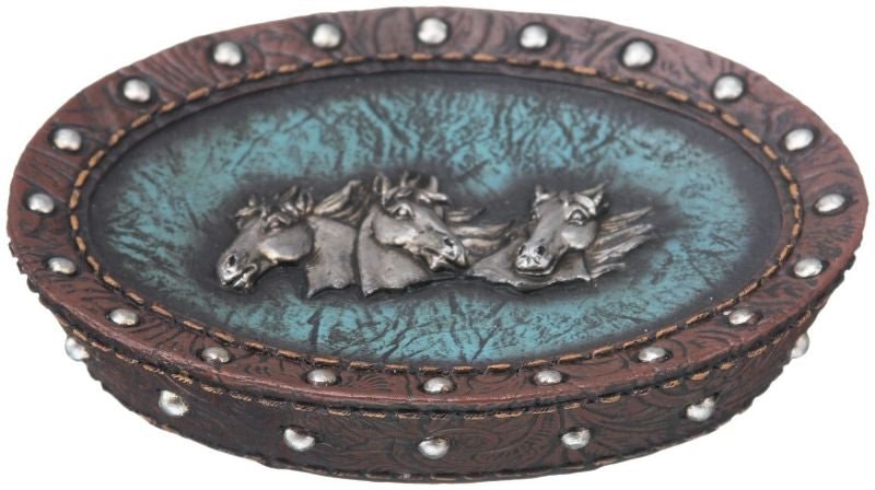Soap Holder Leather Design 5 1/2 x 4 x 1 1/4 Bk/Wh