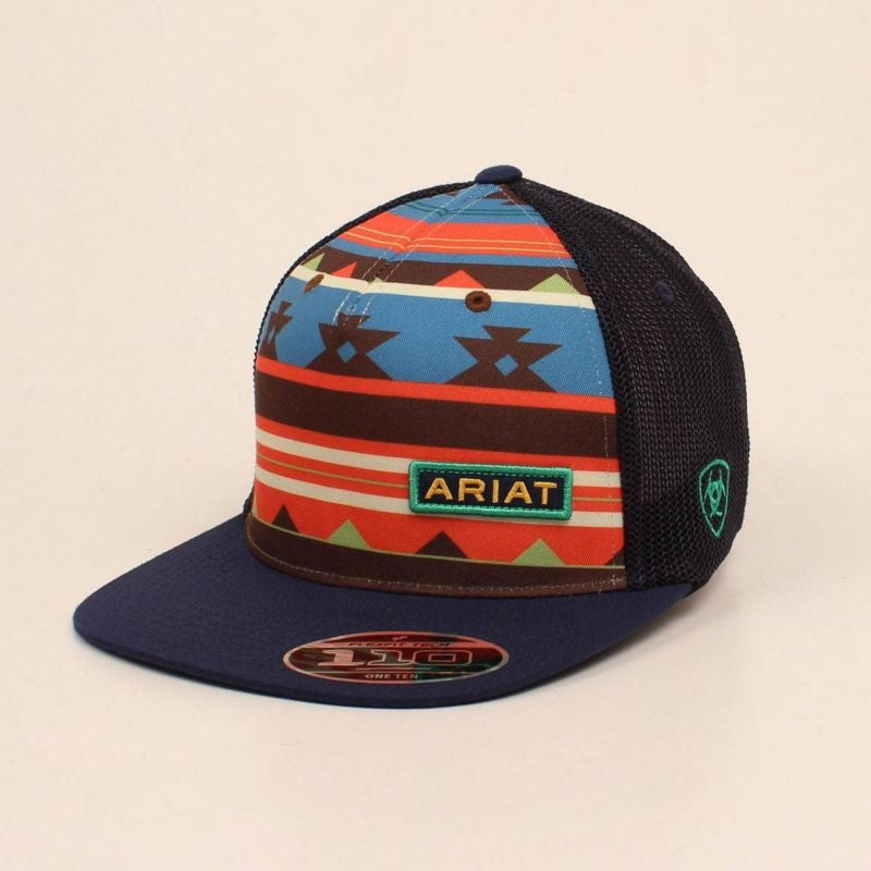 Ariat Mens Flexfit Tech Aztec Print Cap Blue Multi