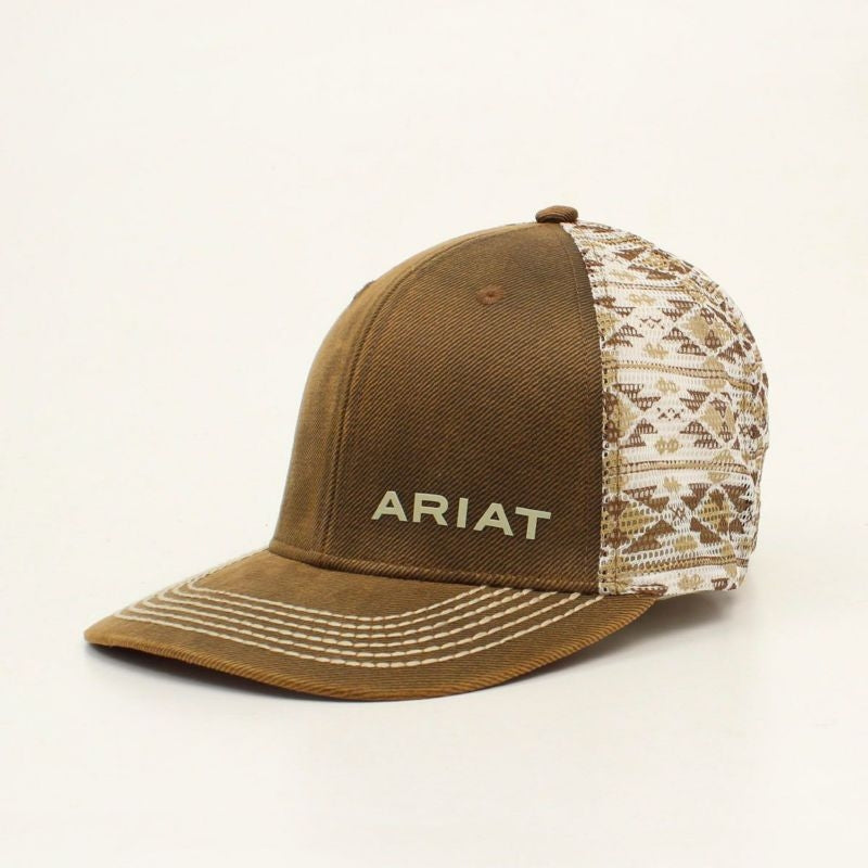Ariat Mens Southwest Oilskin Logo Cap Brown