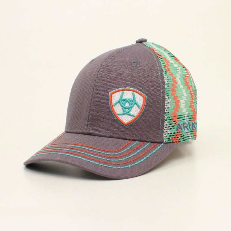 Mens Offset Logo Chevron Mesh Back Cap Grey Multi