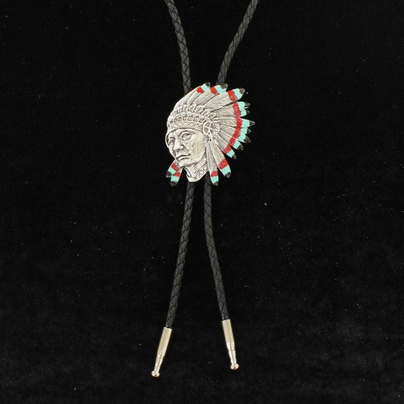 Mandf Western Printed Head Dress Bolo Tie