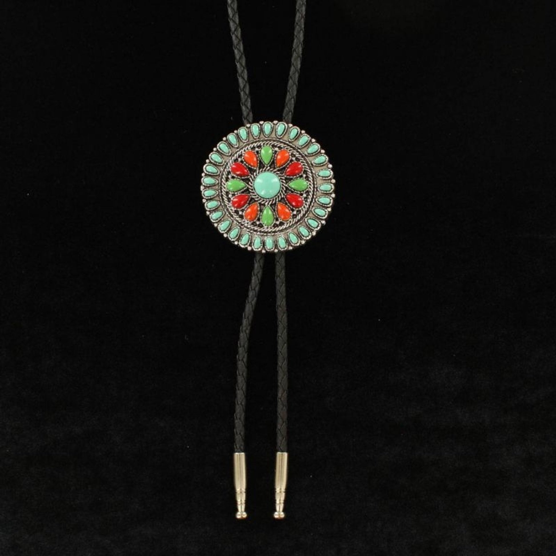 Mandf Western Round Concho Multi Bolo Tie Multi