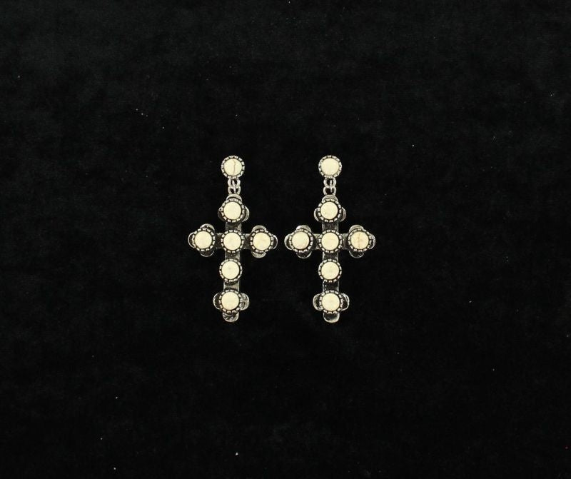 Blazin Roxx Cross Stone EarringsIvory