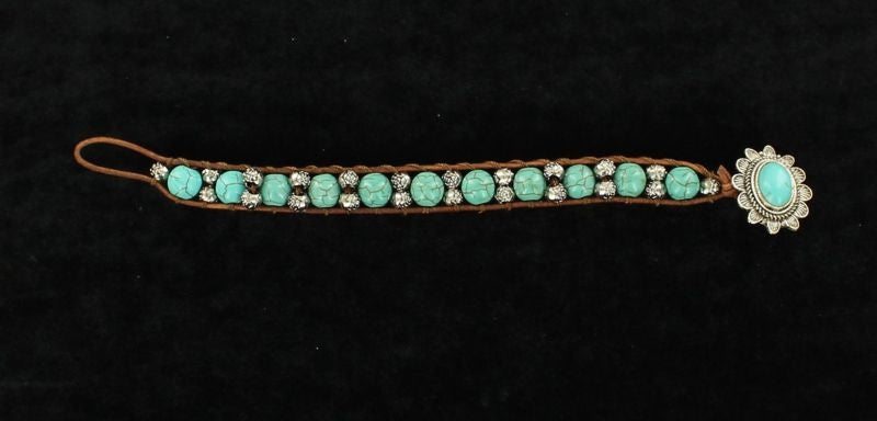 Blazin Roxx Round Stone/Bead Rope Bracelet/Concho