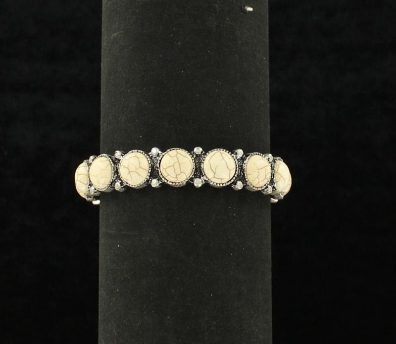 Blazin Roxx Round Stone Dot Cuff BraceletBk/Wh