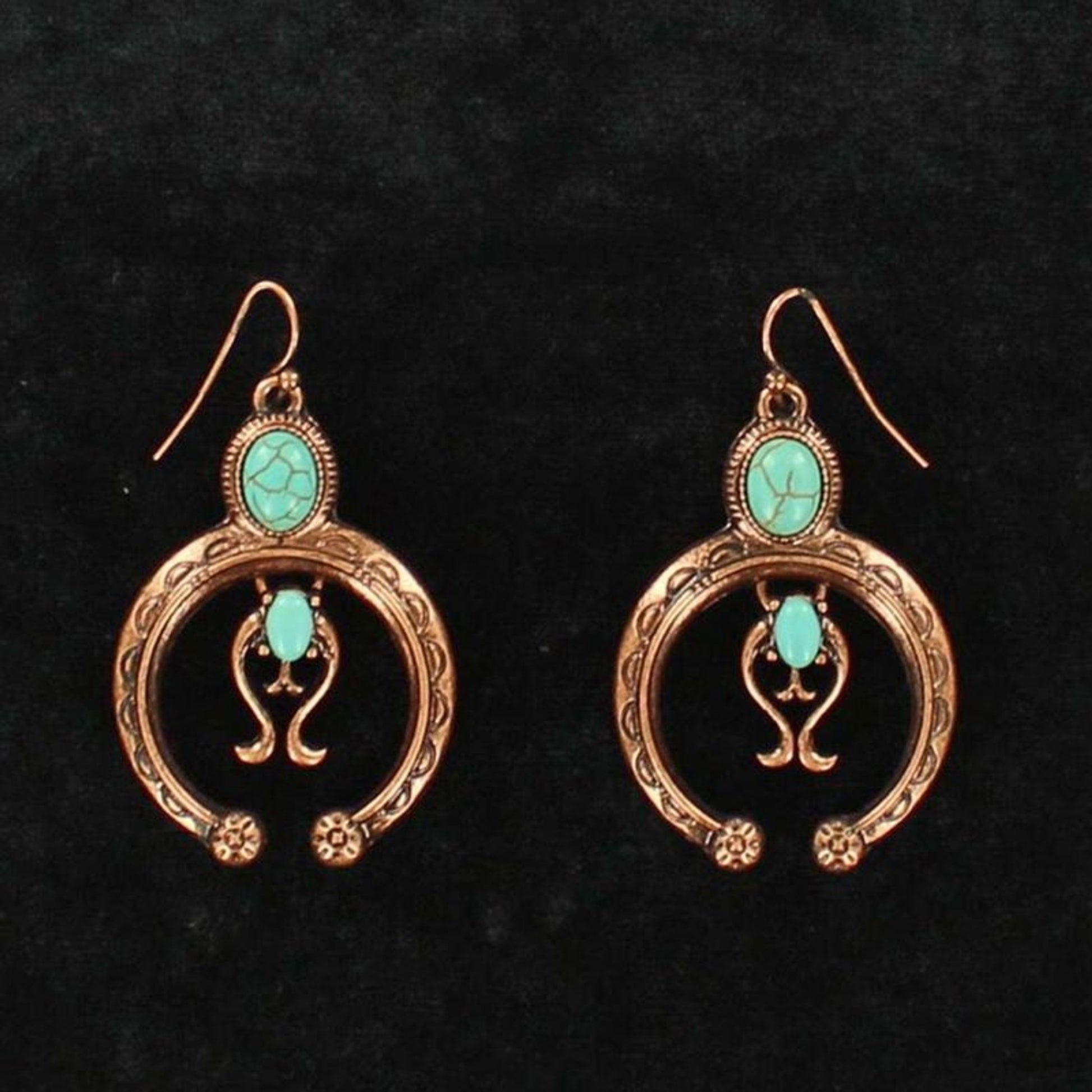 Squash Blossom Stone Dangle EarringsBk/Wh