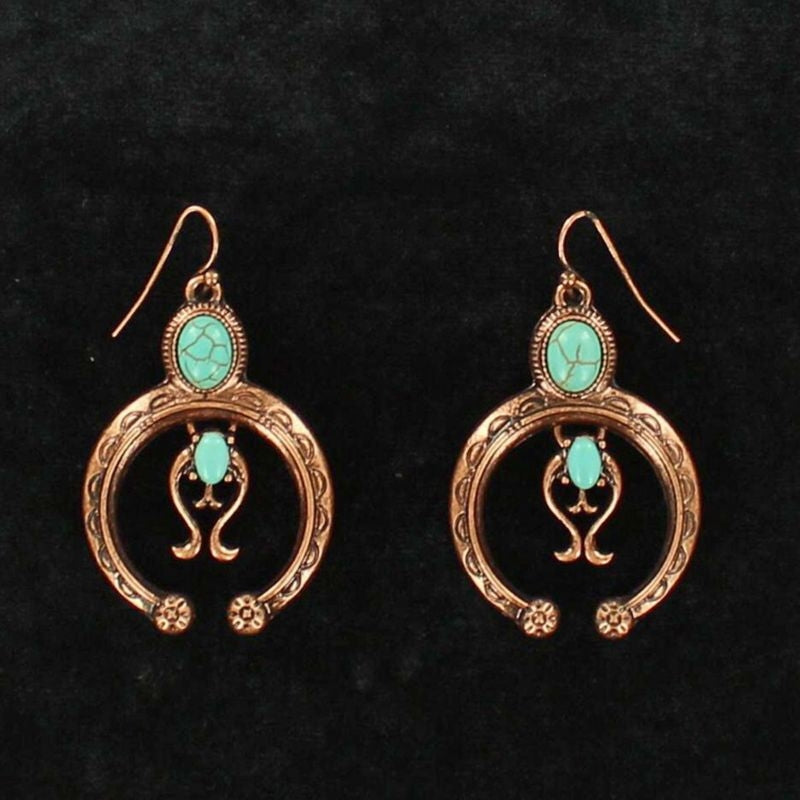 Squash Blossom Stone Dangle EarringsBk/Wh