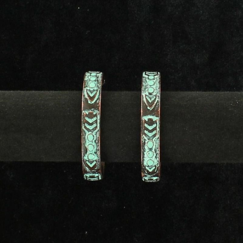 Blazin Roxx Stone Patina Hoop EarringsBk/Wh
