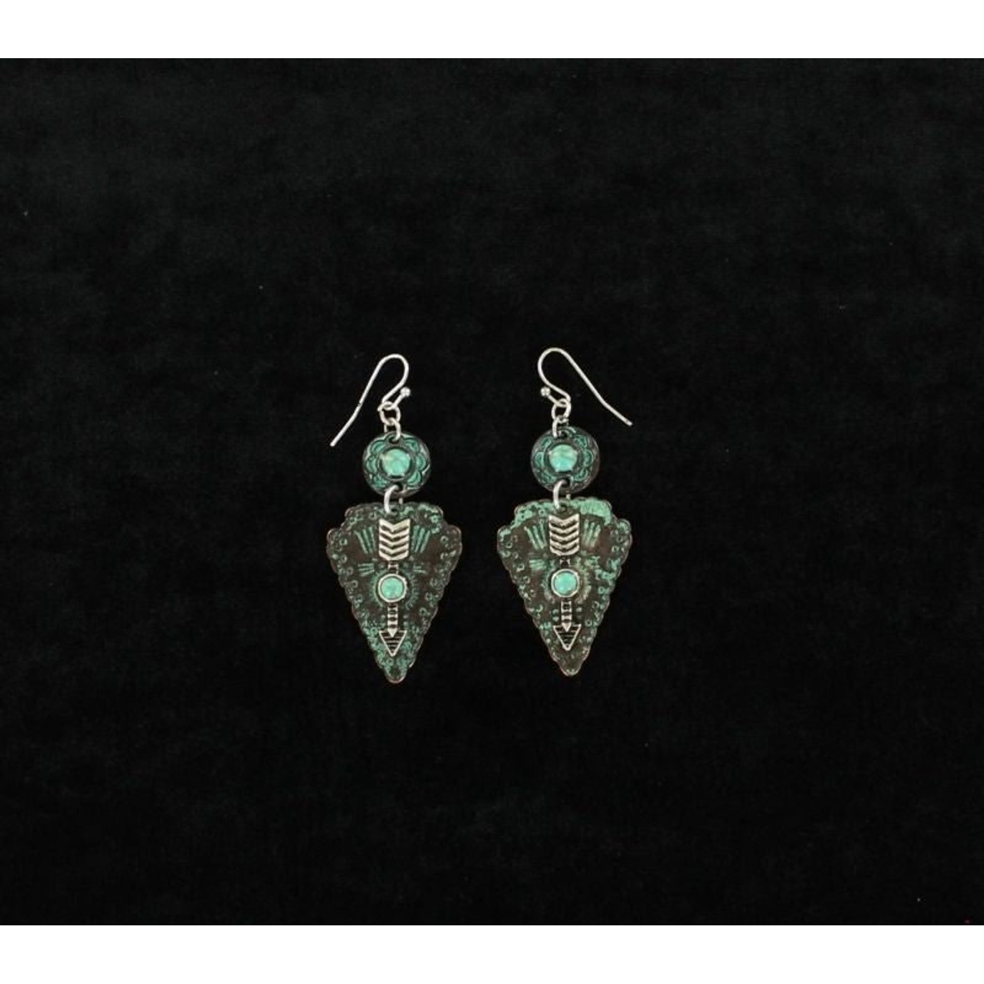 BlazinRoxx Patina Stone Arrow Dangle EarringBk/Wh