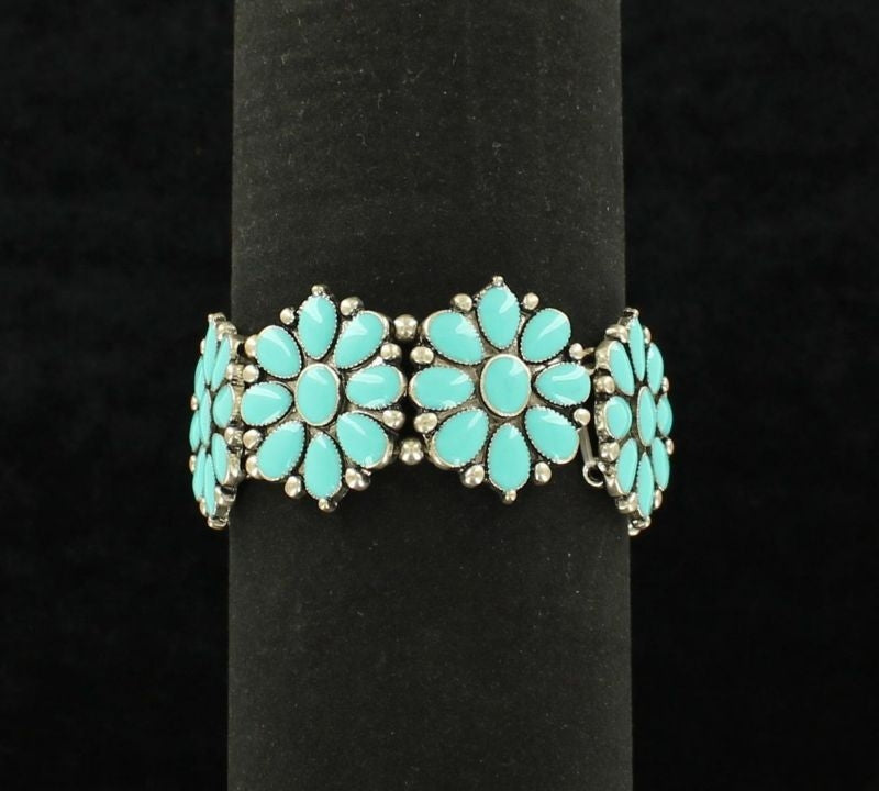 Blazin Roxx Stone Flower Stretch BraceletBk/Wh