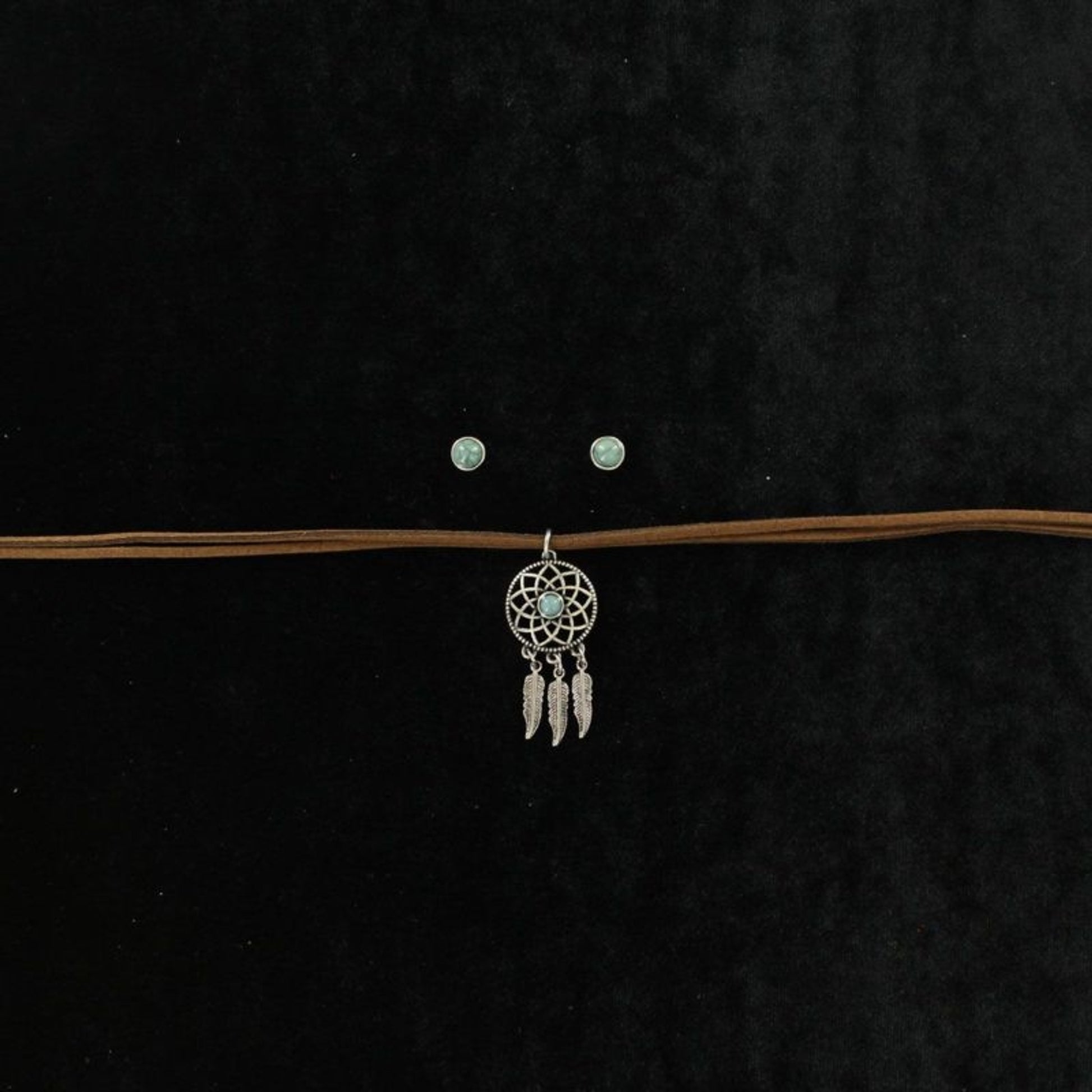 Dream Catcher Suede Choker And Earrings SetTurq