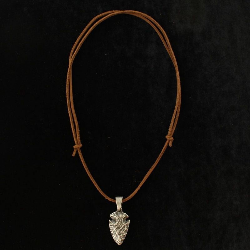 Twister Hammered Arrowhead Suede Rope Necklace