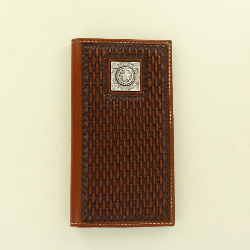 Mens Rodeo Basketweave SquareStar Concho WalletTn